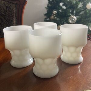 Vintage Anchor Hocking Georgian Honeycomb milk glass tumblers - set of 4
